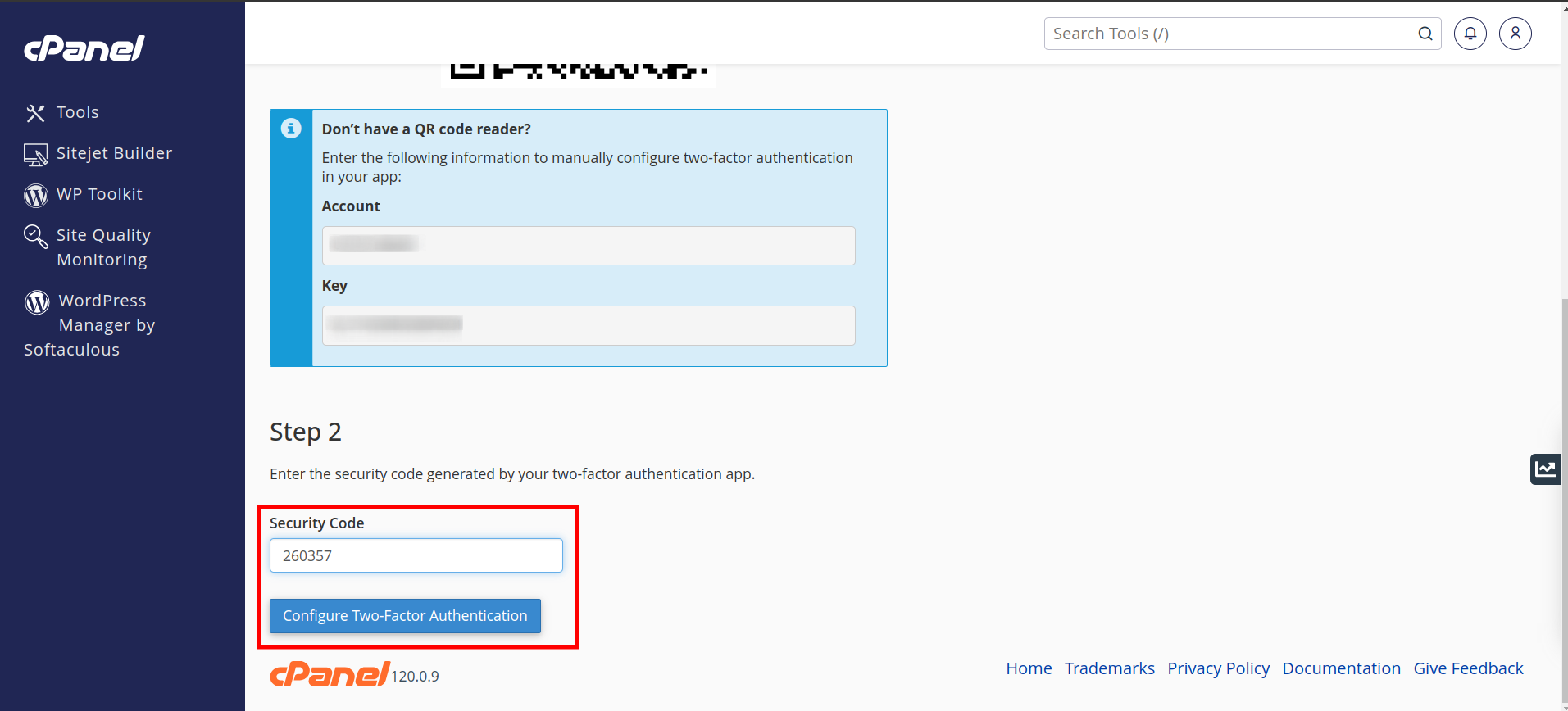 Cara mengaktifkan Two-Factor Authentication cPanel