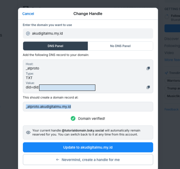 Cara Custom Domain di Bluesky Social