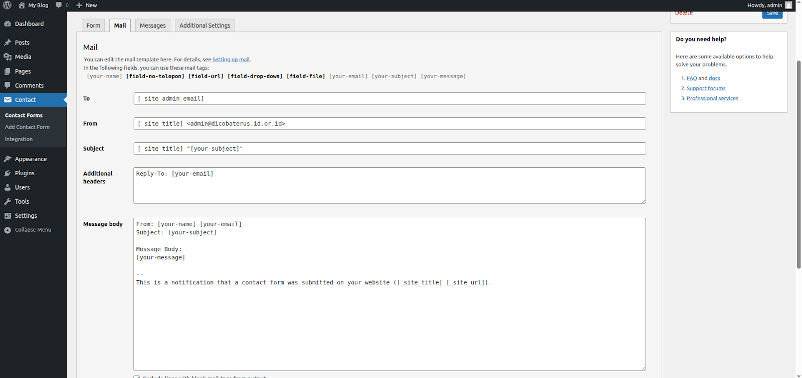Cara Memasang Plugin Contact Form WordPress