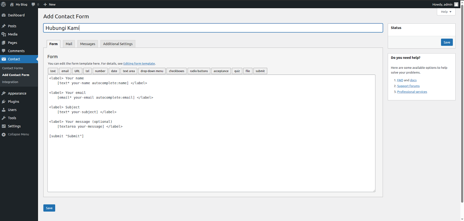 Cara Memasang Plugin Contact Form WordPress