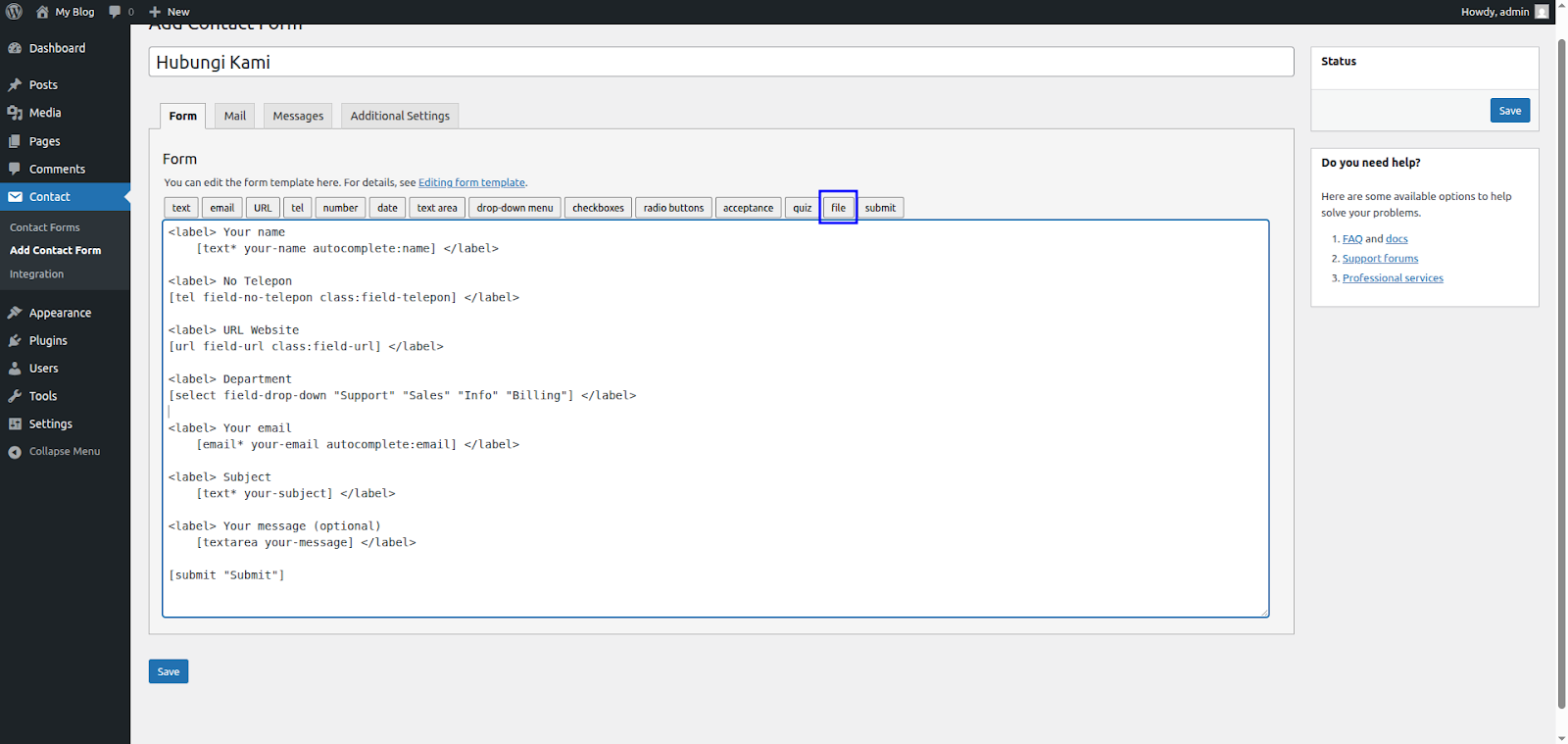 Cara Memasang Plugin Contact Form WordPress