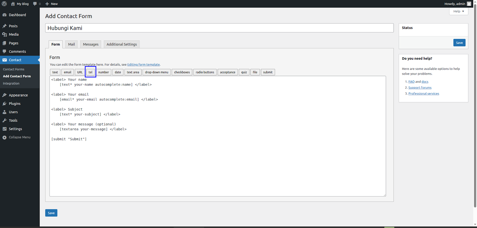 Cara Memasang Plugin Contact Form WordPress
