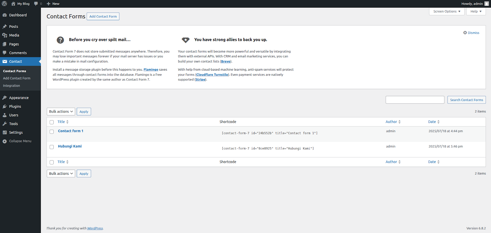 Cara Memasang Plugin Contact Form WordPress