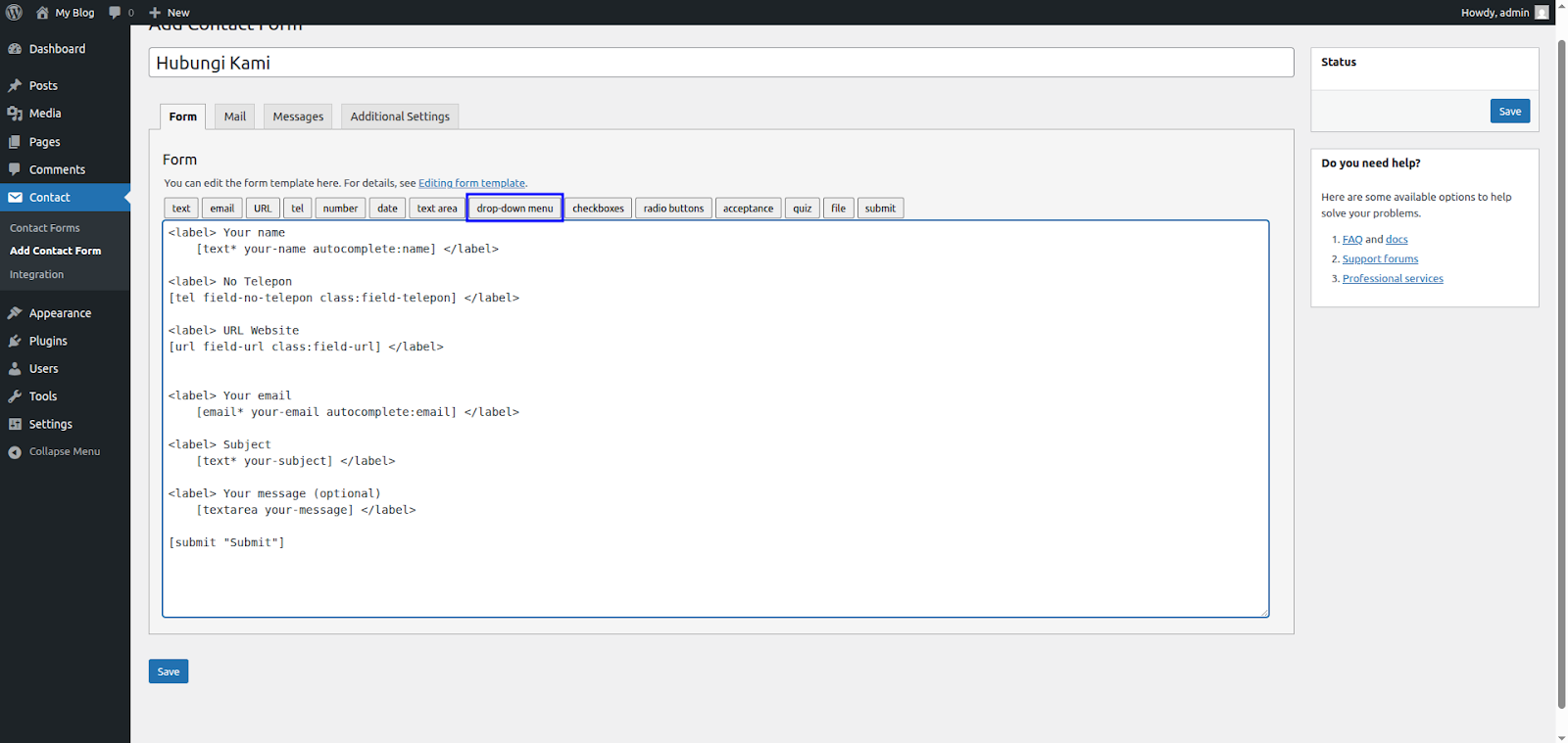 Cara Memasang Plugin Contact Form WordPress