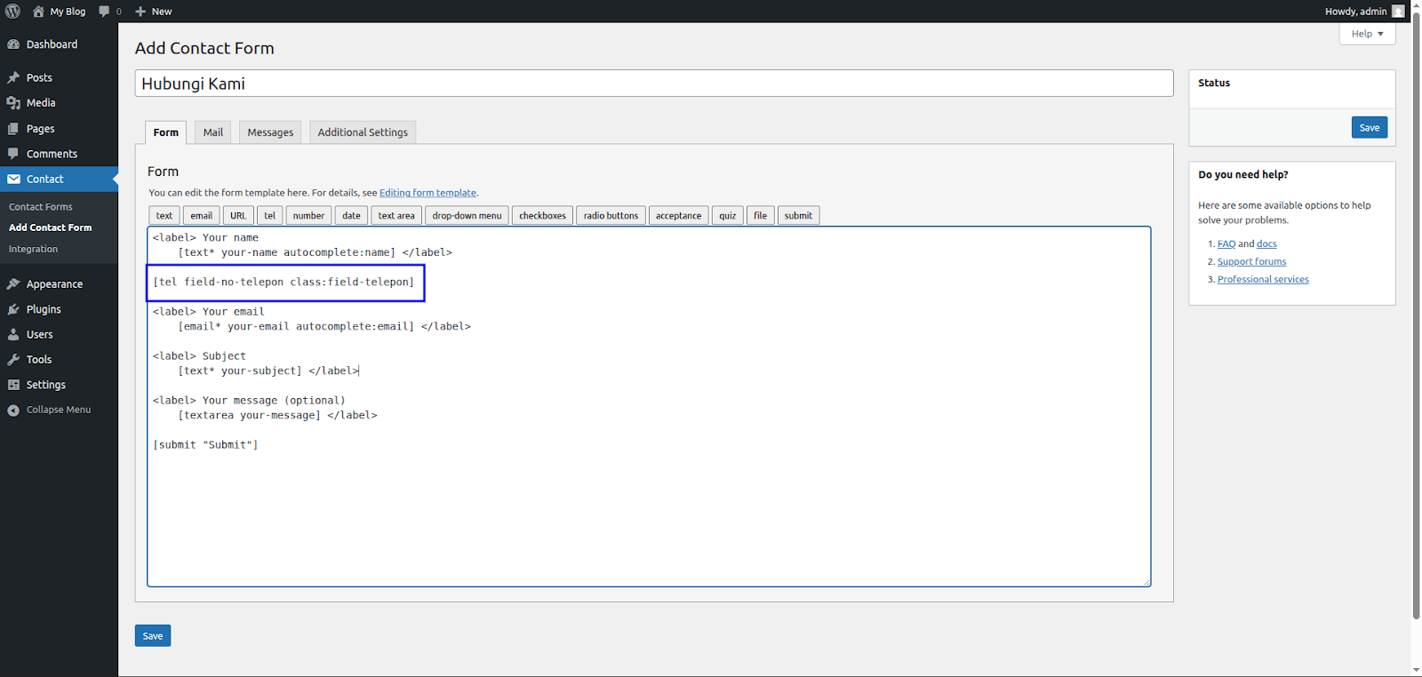 Cara Memasang Plugin Contact Form WordPress