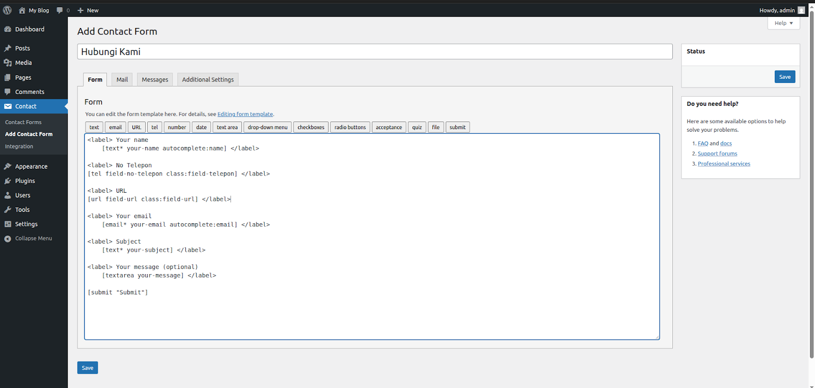 Cara Memasang Plugin Contact Form WordPress