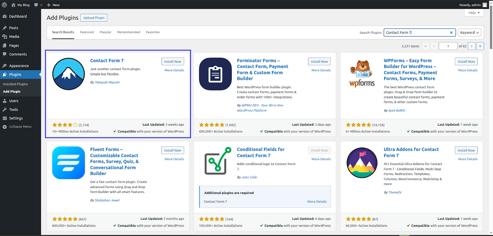 Cara Memasang Plugin Contact Form WordPress