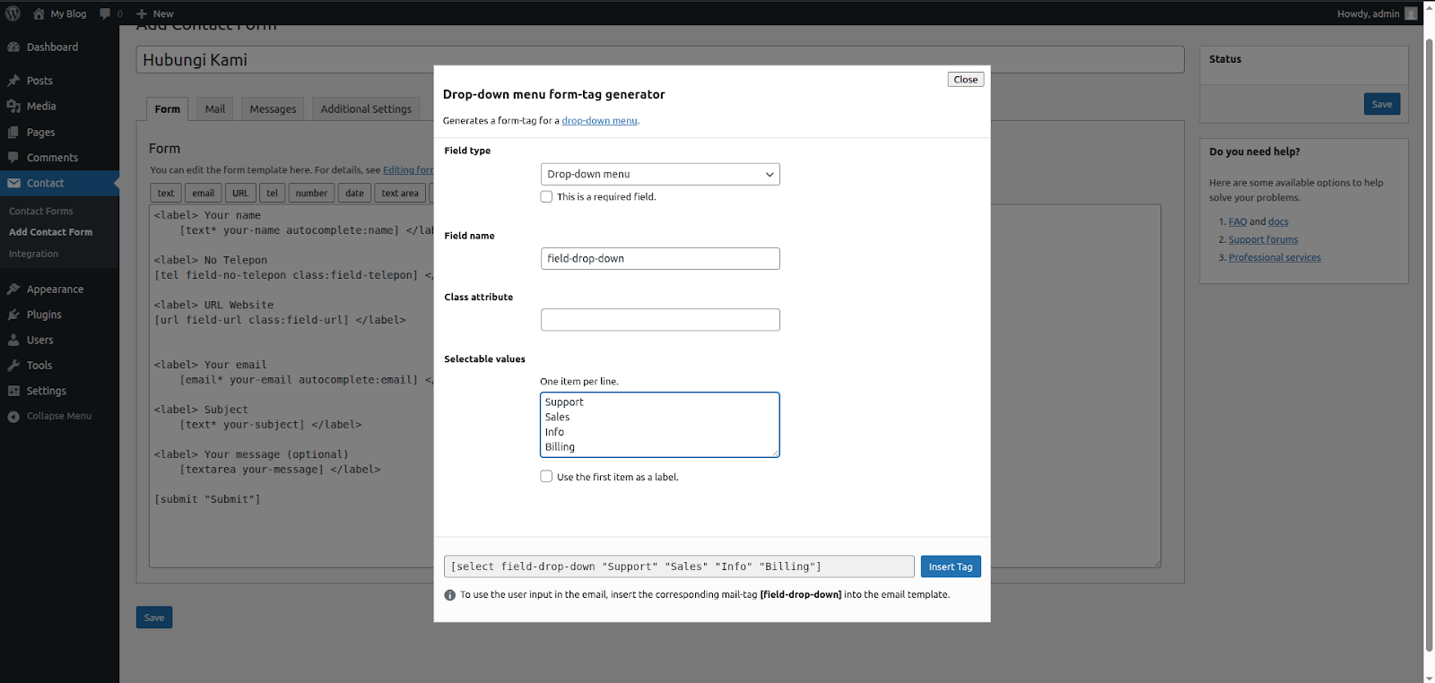 Cara Memasang Plugin Contact Form WordPress