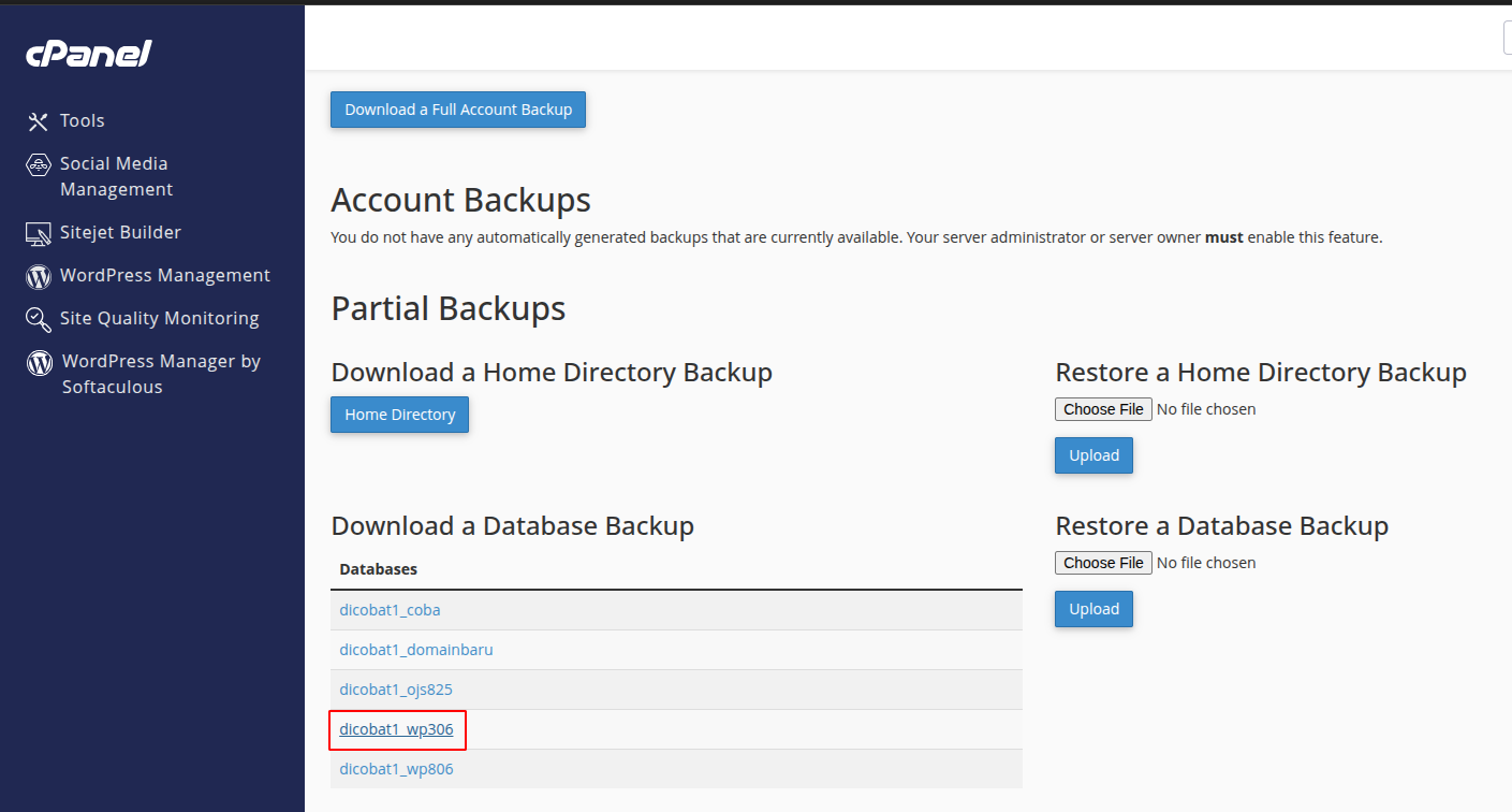 Cara Backup Database MySQL di cPanel Hosting,