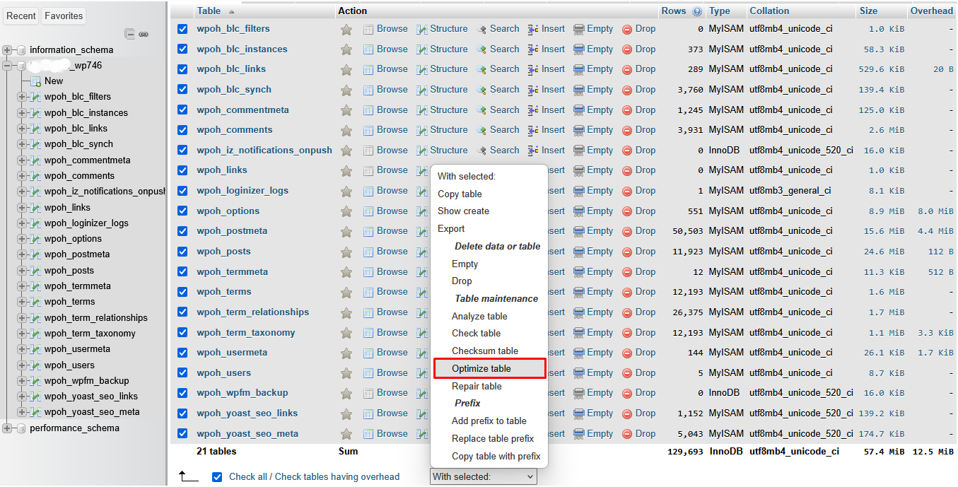 Optimasi database MySQL dengan phpMyAdmin