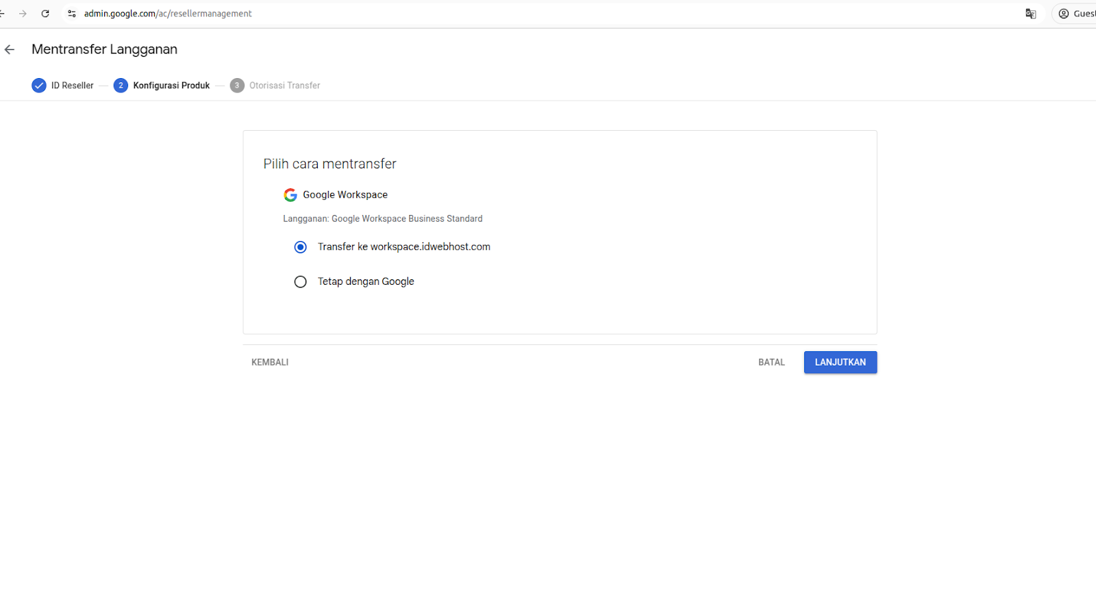 Generate Transfer Token Google Workspace