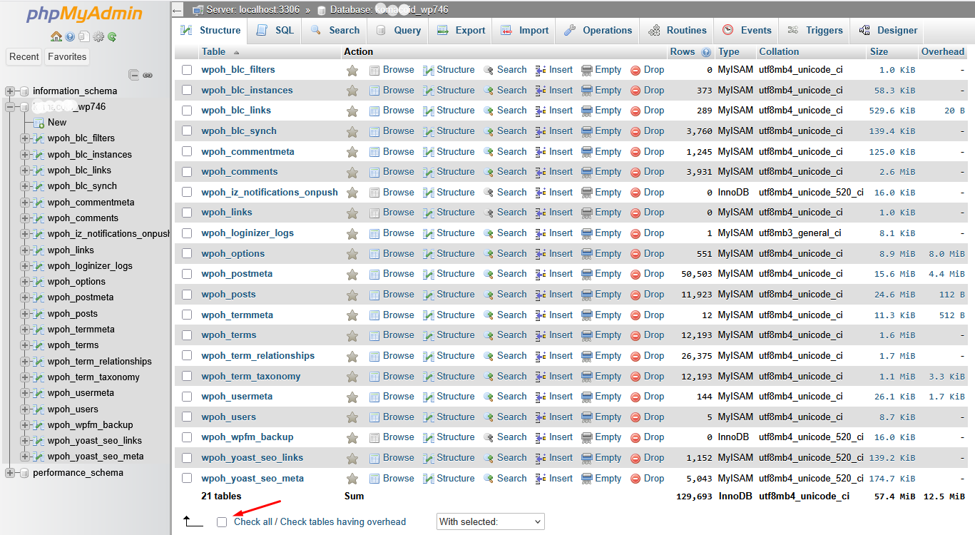 Optimasi database MySQL dengan phpMyAdmin
