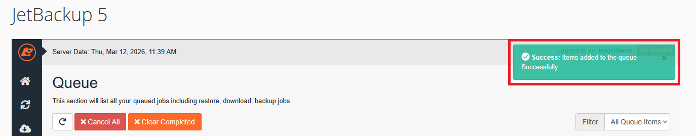 cara restore full backup JetBackup 5 di cPanel IDwebhost