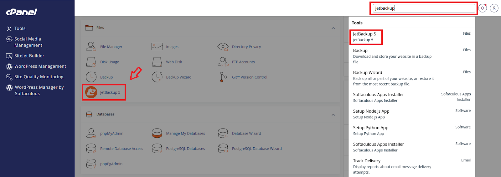 Restore Database JetBackup di cPanel