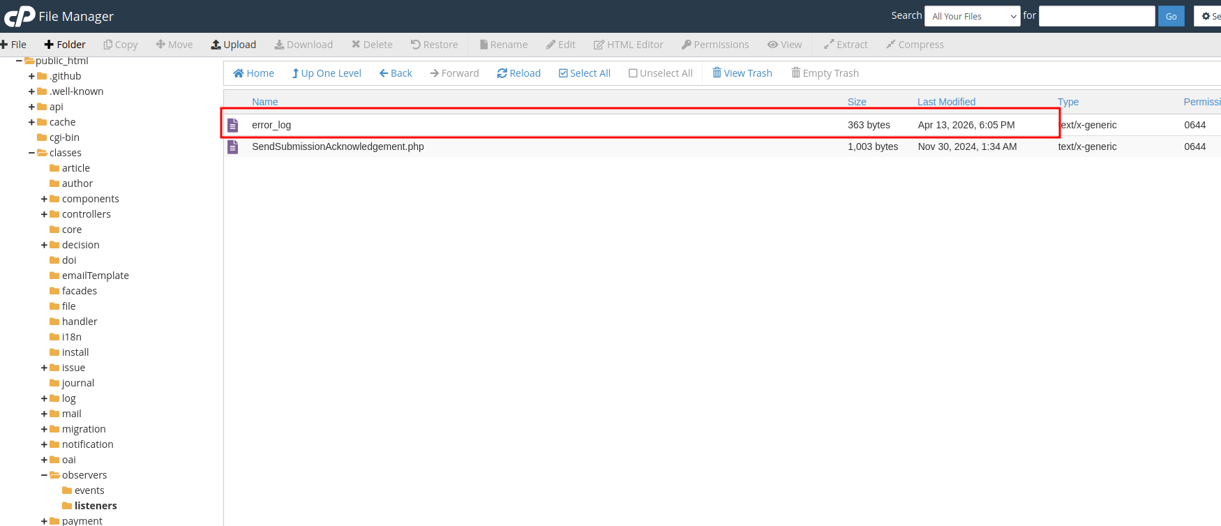 Troubleshooting Error 500 di Open Journal Systems