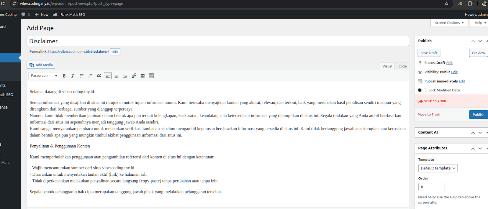 cara setup wajib WordPress Fresh Install