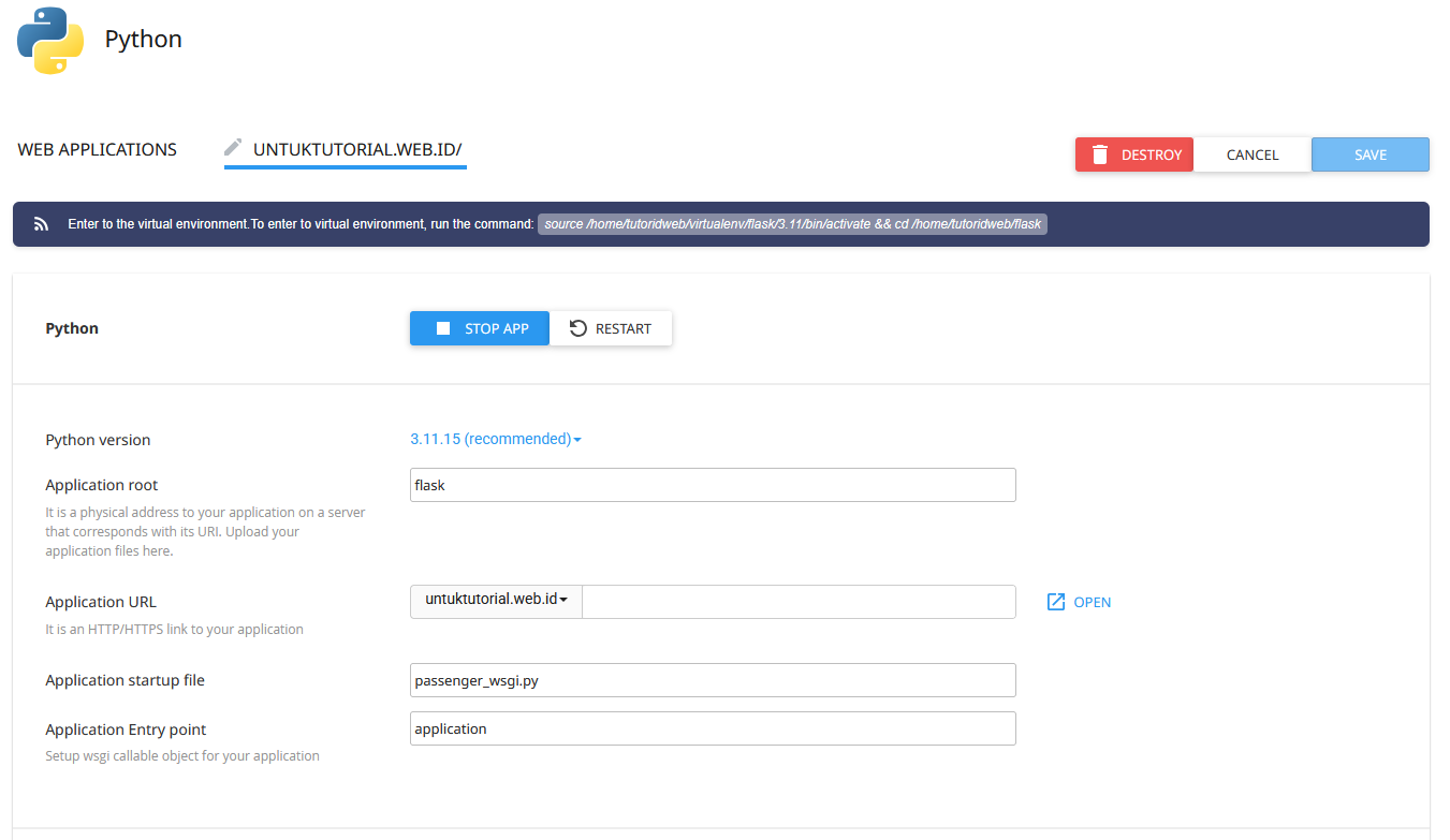 Cara Install Flask Python di cPanel