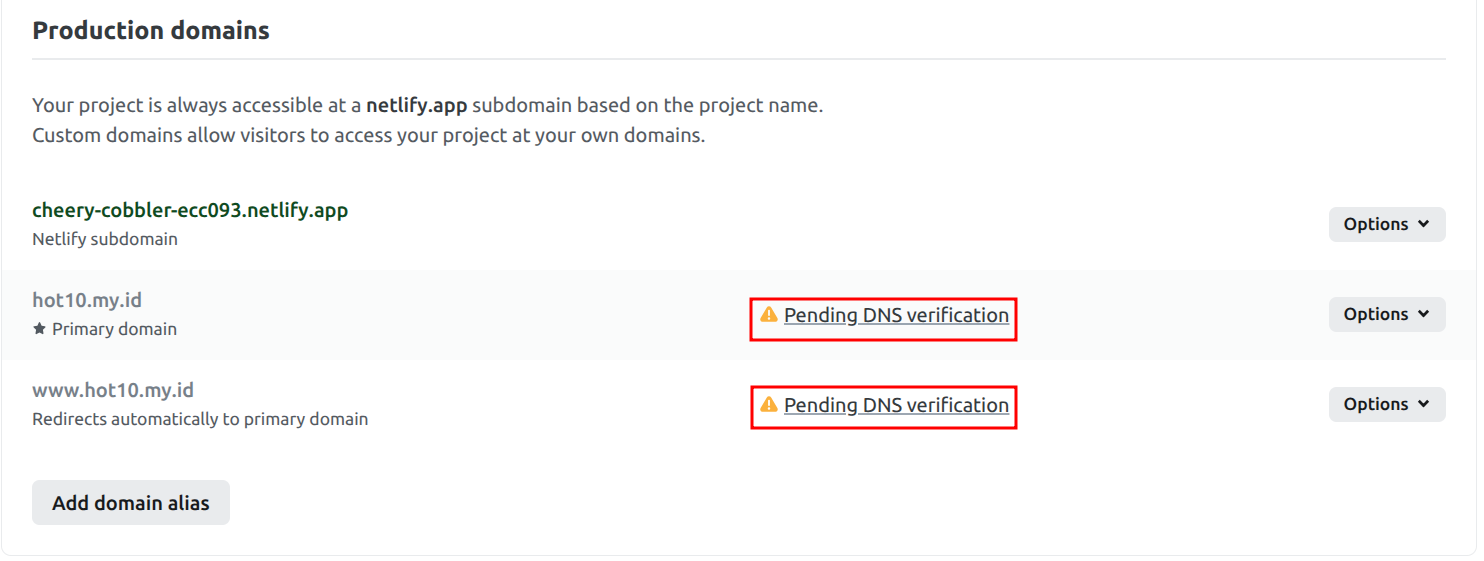 cara custom domain Netlify