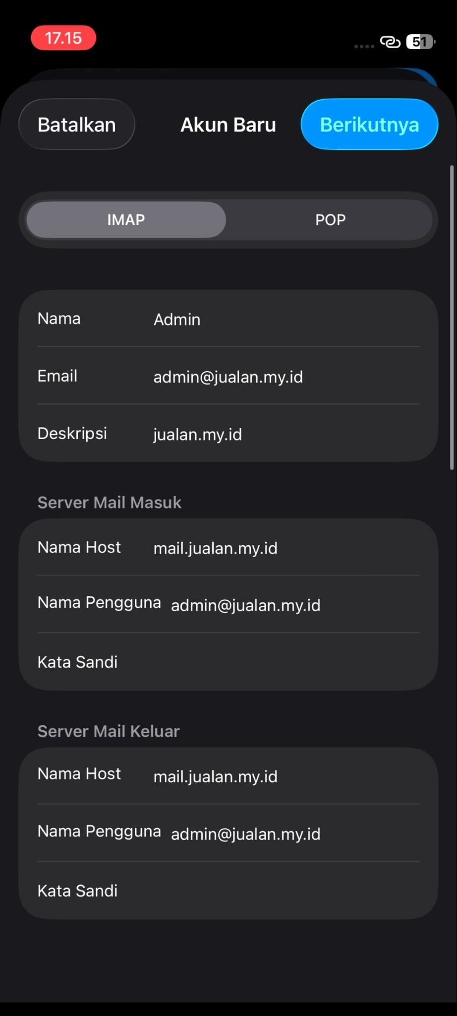 Cara Setting Email Webmail di iPhone