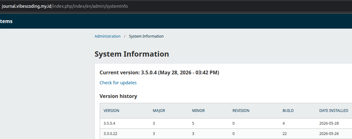 Panduan Upgrade OJS 3.3 ke 3.5 Manual