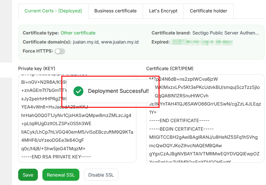 Cara Instal Custom SSL di aaPanel