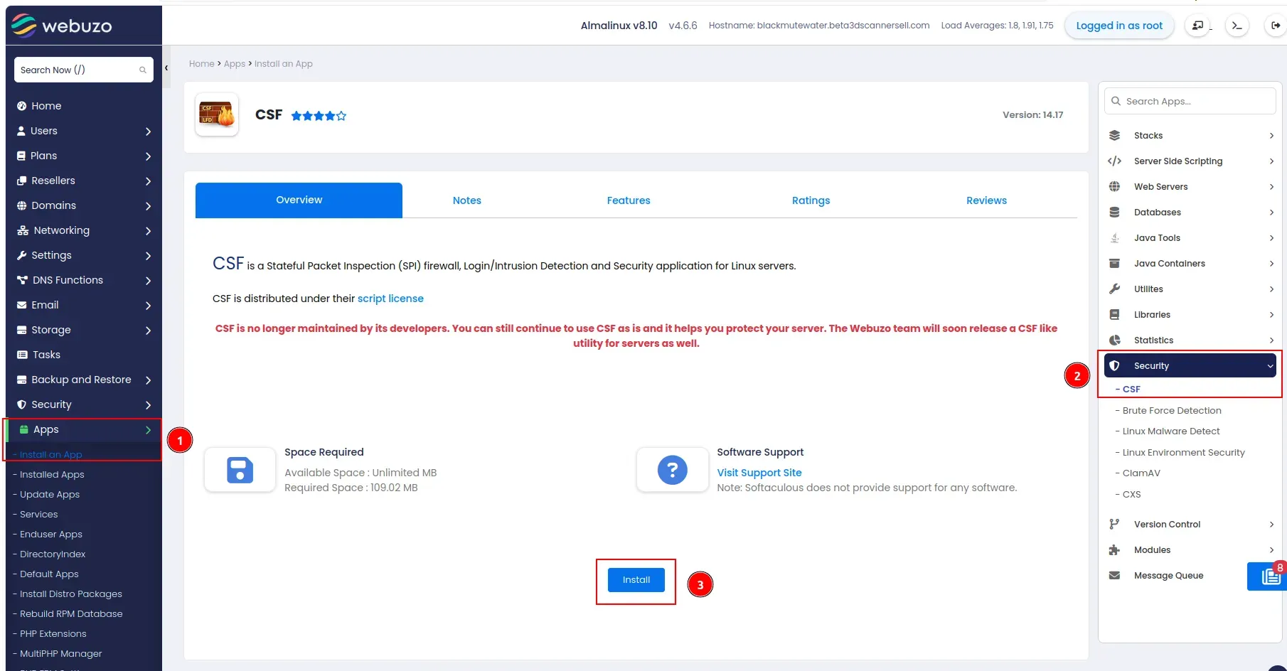 Cara Instalasi dan Konfigurasi CSF Firewall di Panel Webuzo