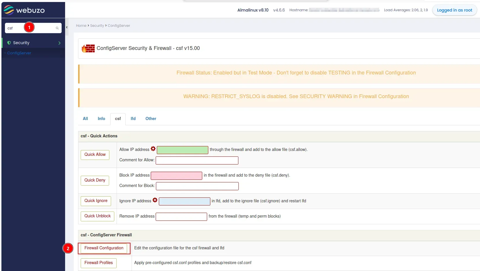 Cara Instalasi dan Konfigurasi CSF Firewall di Panel Webuzo