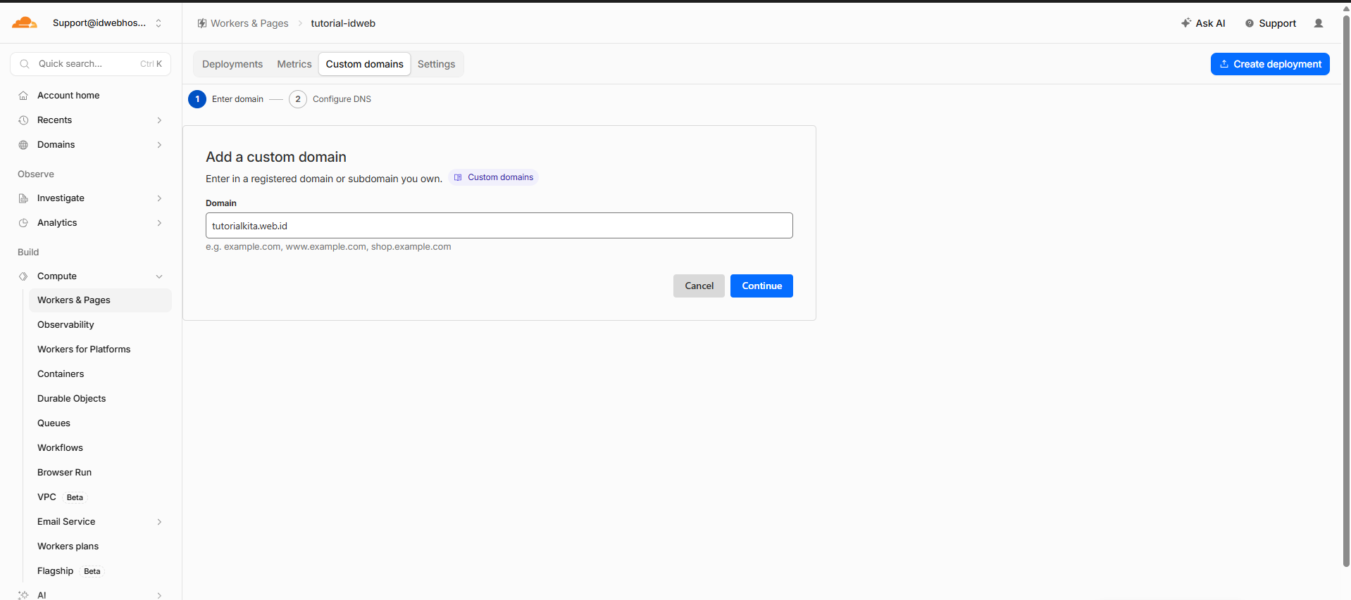 Cara Menambahkan Domain ke Cloudflare Pages