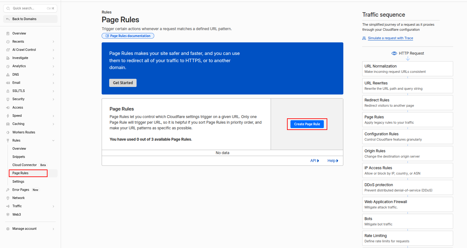 cara domain forwarding menggunakan Page Rules di Cloudflare