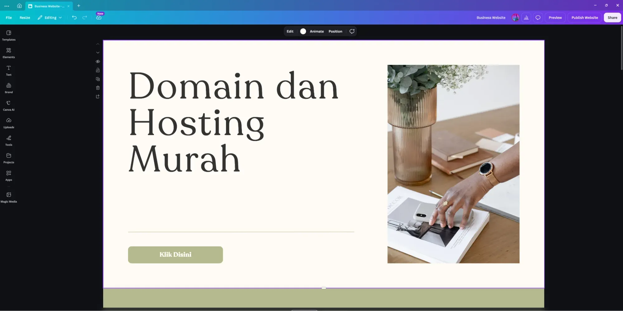 cara pasang domain kustom di website Canva
