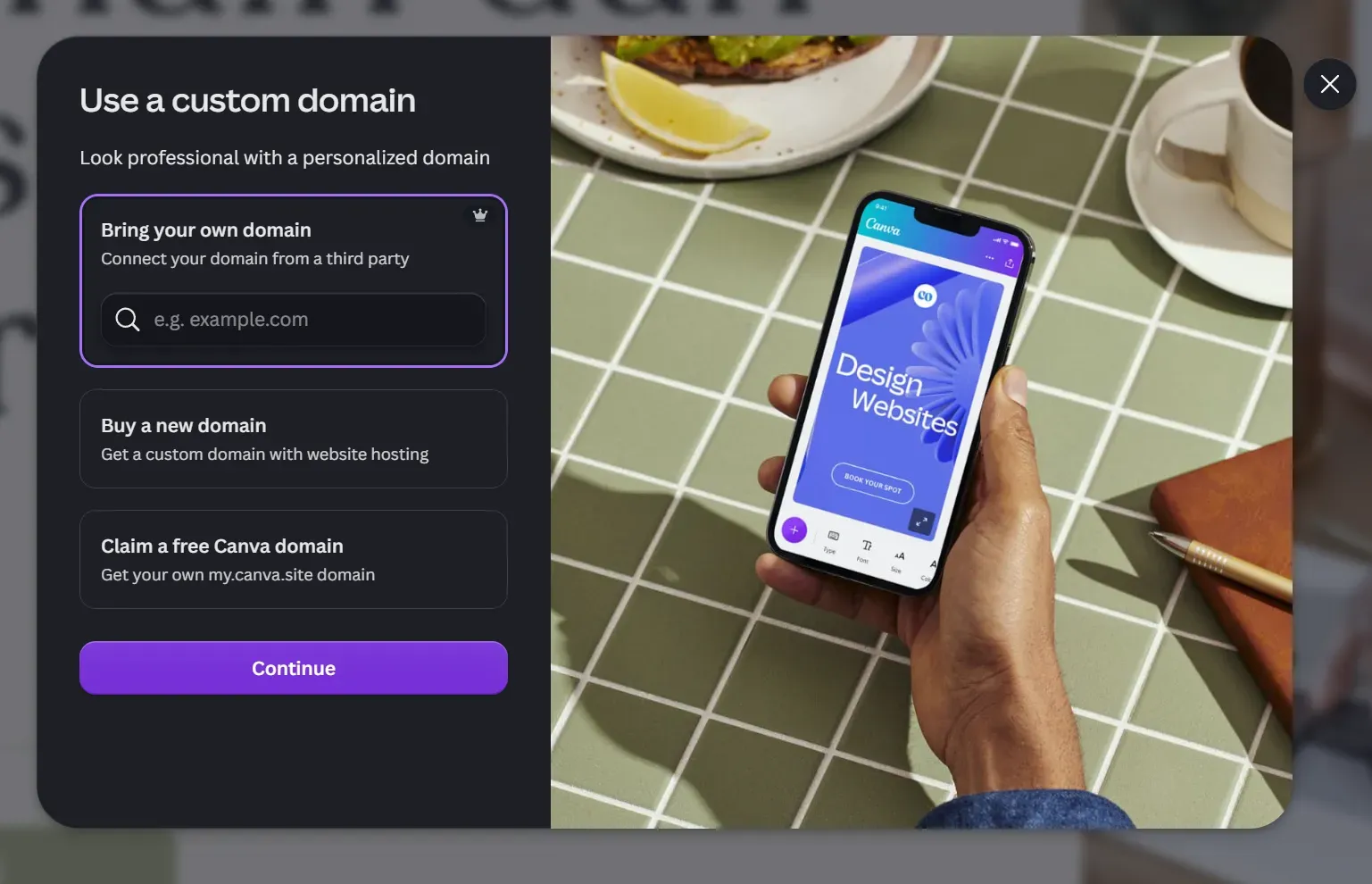 cara pasang domain kustom di website Canva