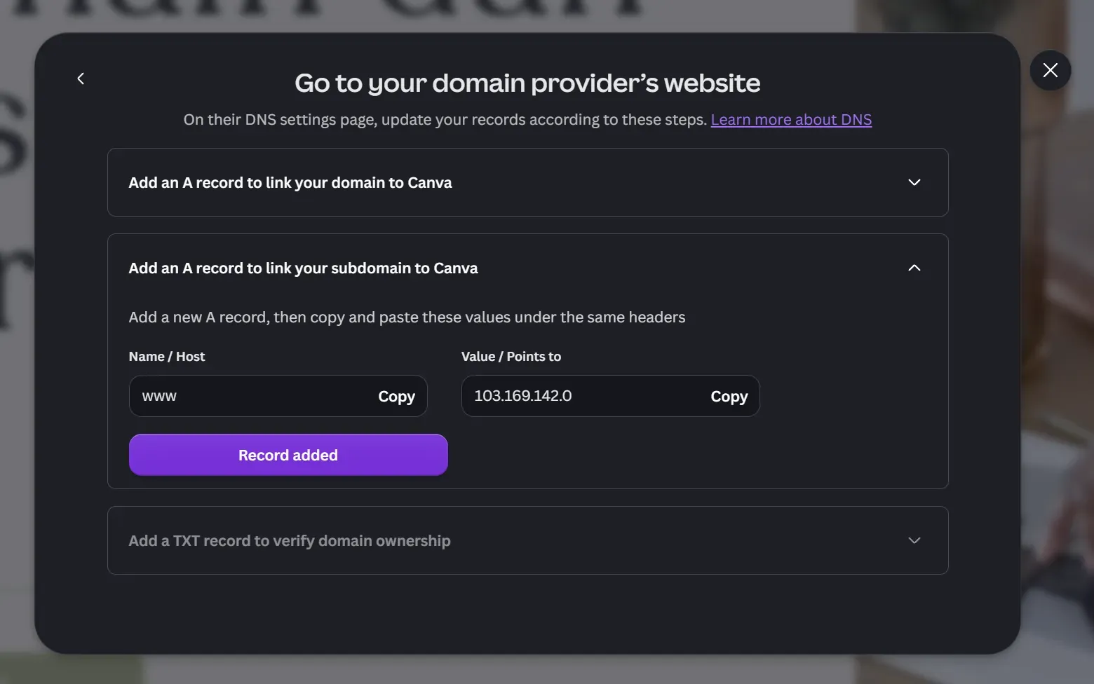 cara pasang domain kustom di website Canva
