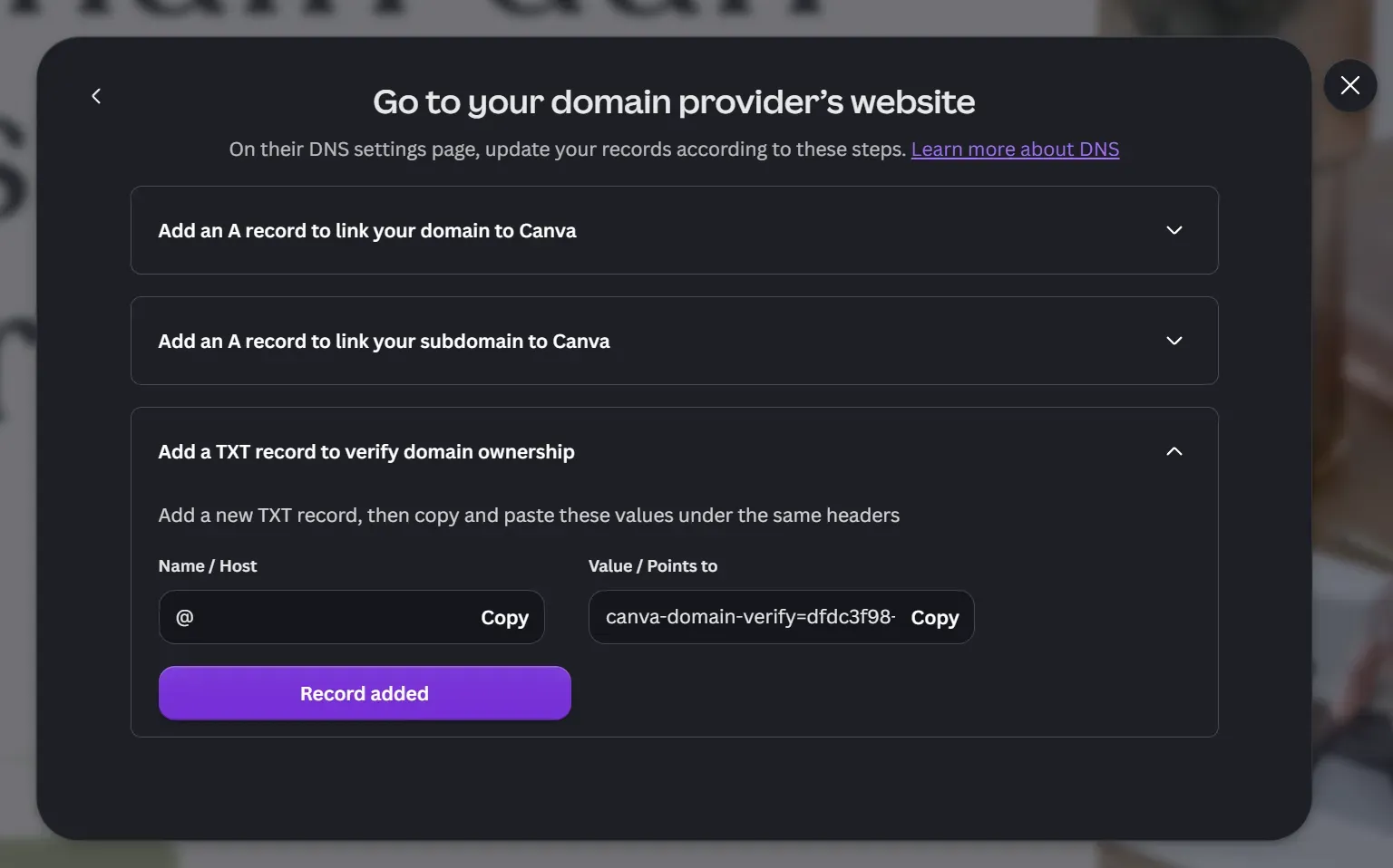 cara pasang domain kustom di website Canva
