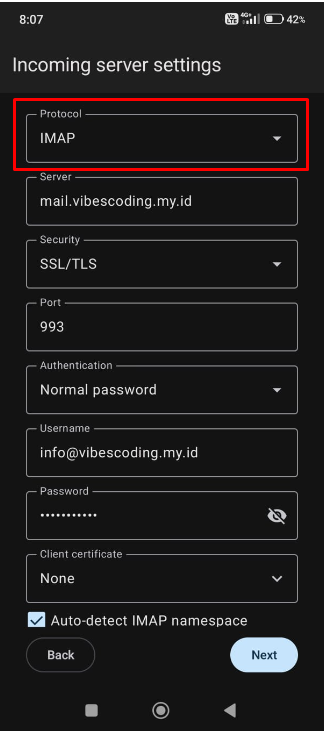 Cara Setup Email Hosting di Thunderbird Android