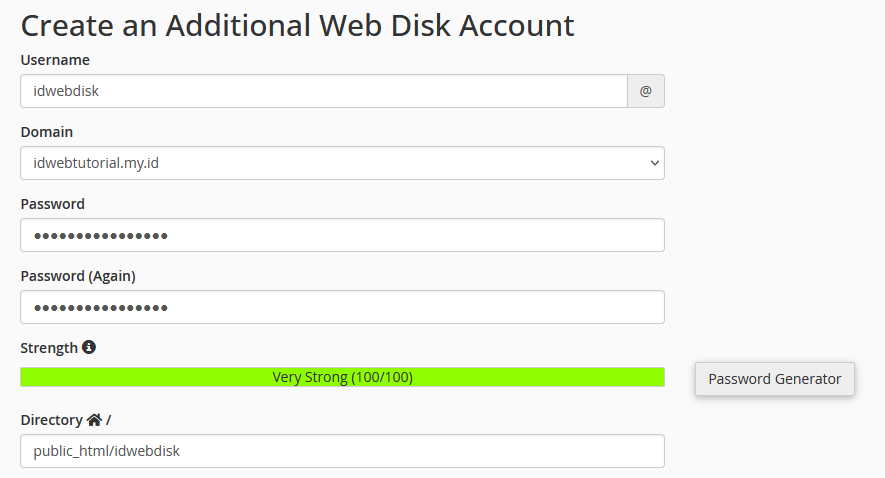 cara mulai menggunakan Web Disk cPanel