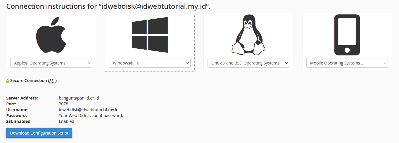 cara mulai menggunakan Web Disk cPanel
