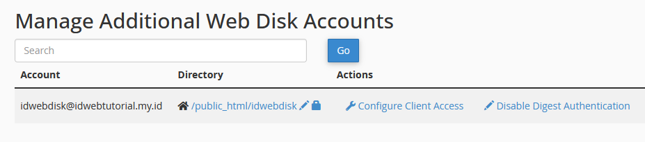 cara mulai menggunakan Web Disk cPanel
