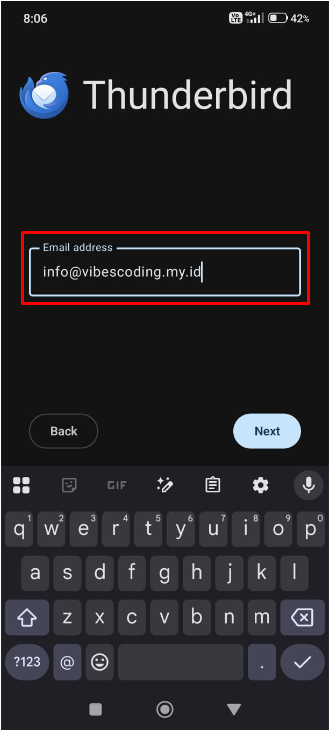 Cara Setup Email Hosting di Thunderbird Android