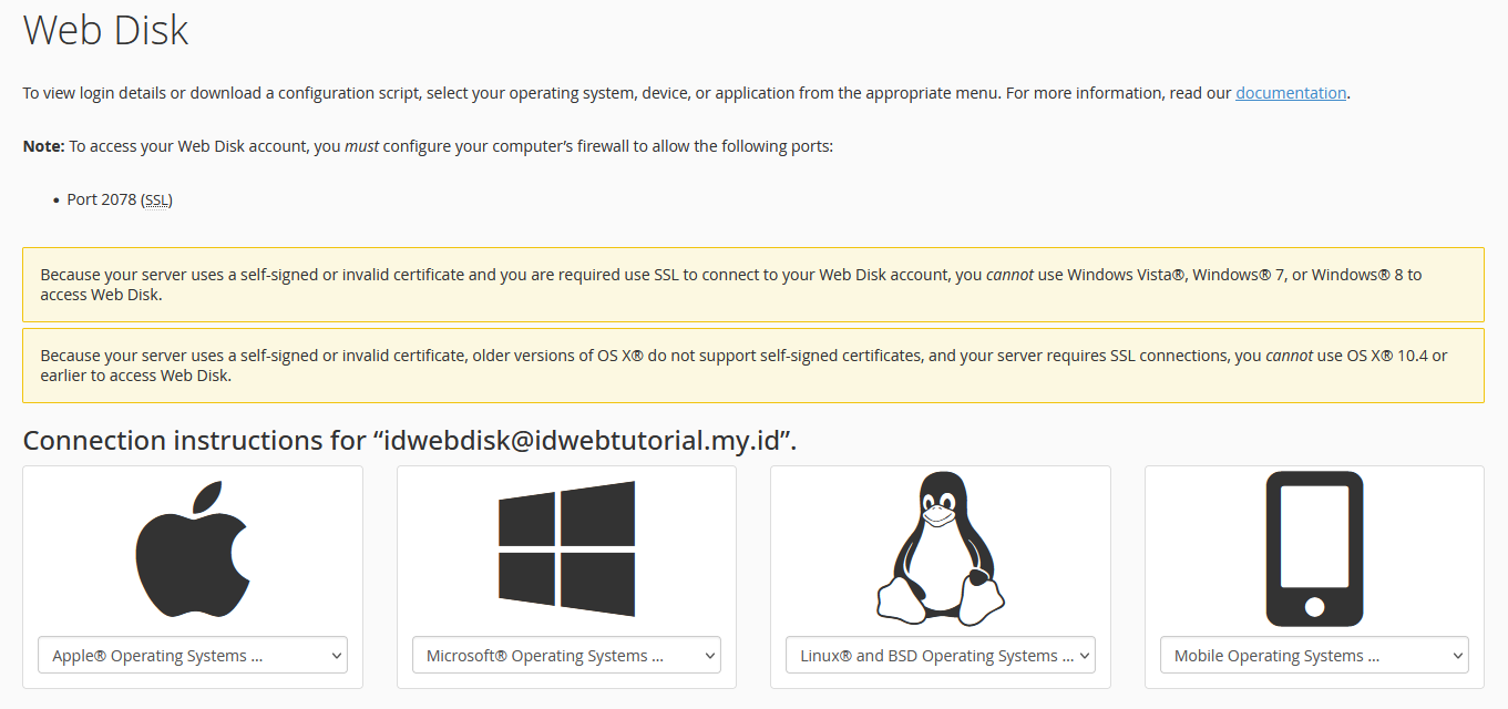 cara mulai menggunakan Web Disk cPanel