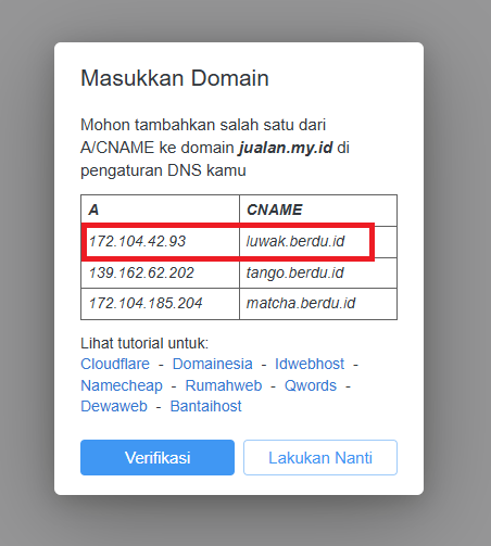 Cara Custom Domain di Berdu