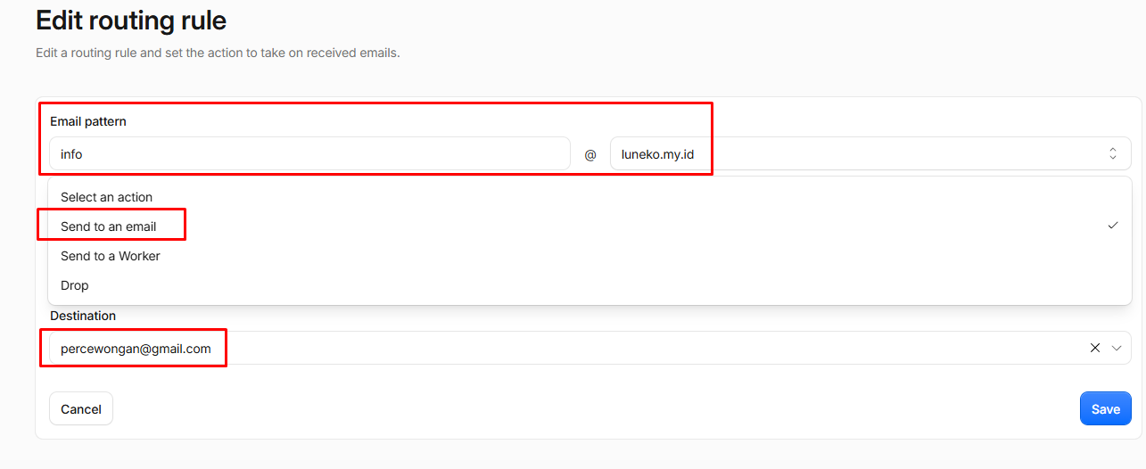 Cara Setting Email Forwarding via Cloudflare