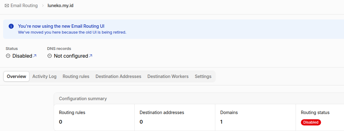 Cara Setting Email Forwarding via Cloudflare