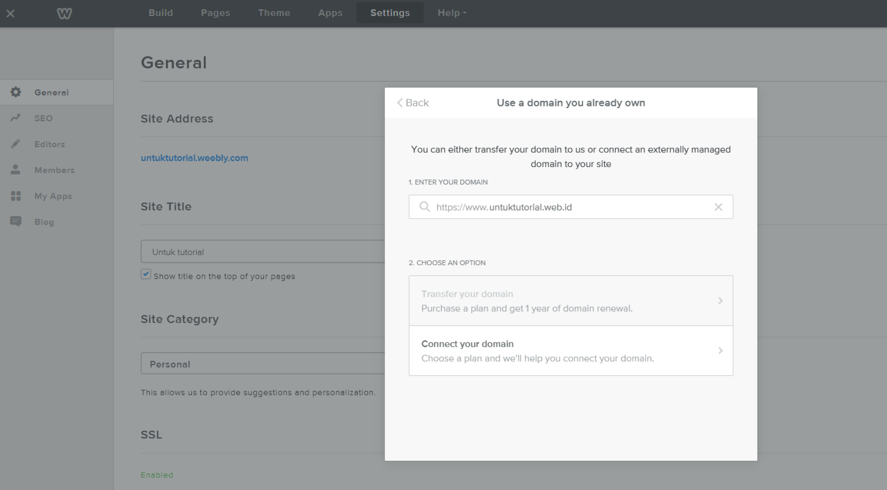 Cara Custom Domain di Weebly