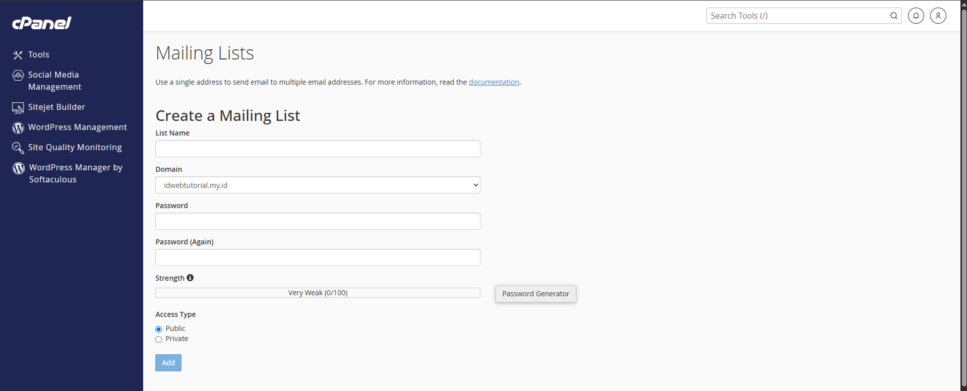 cara mengelola mailing list di cPanel