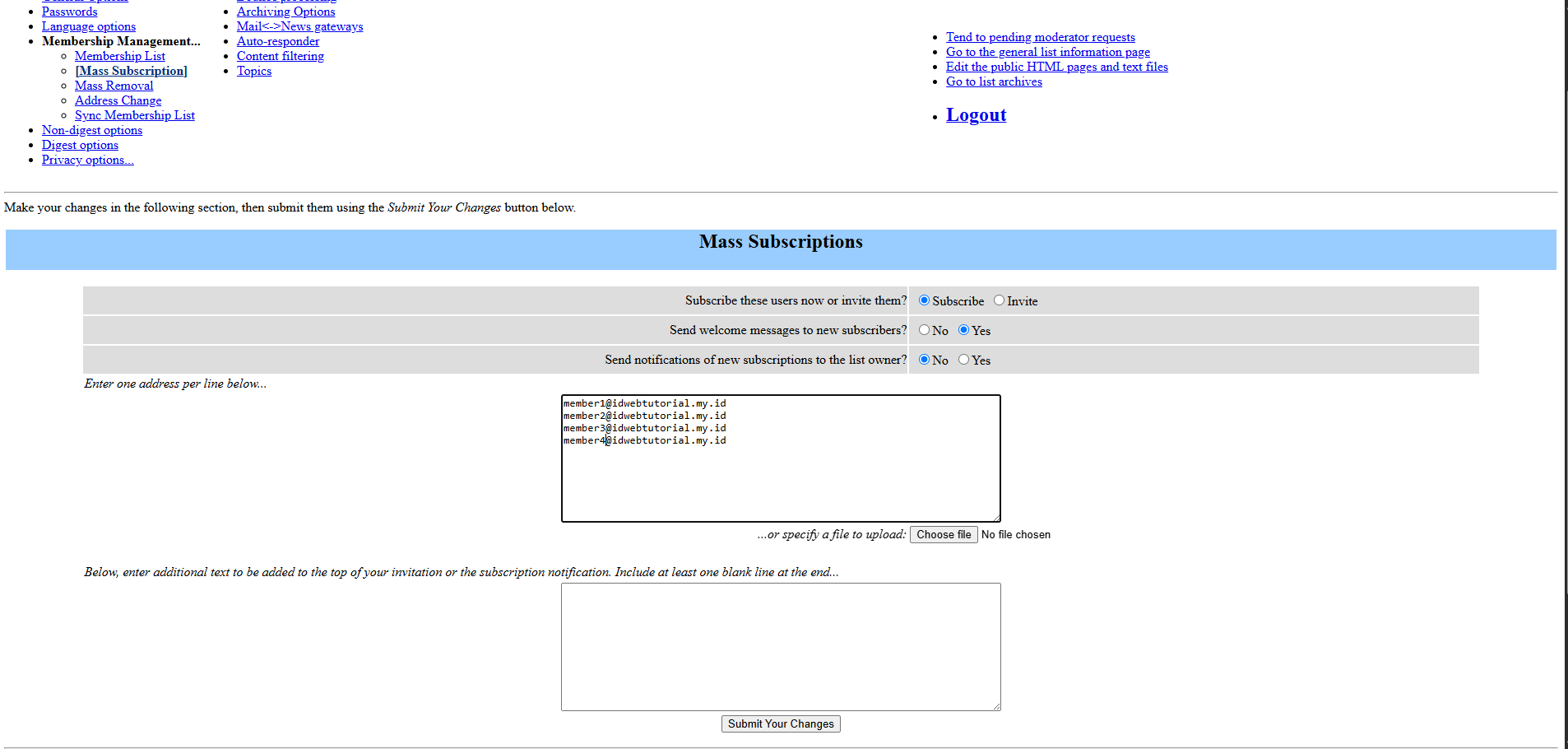 cara mengelola mailing list di cPanel