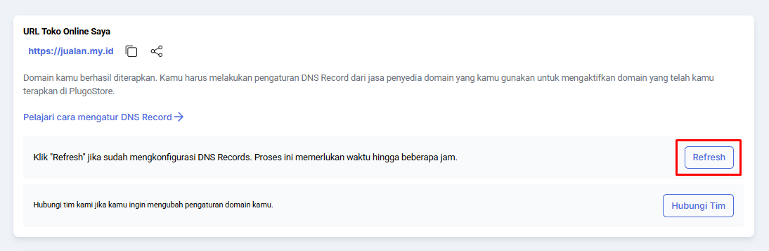 Cara custom domain Plugo di IDwebhost 