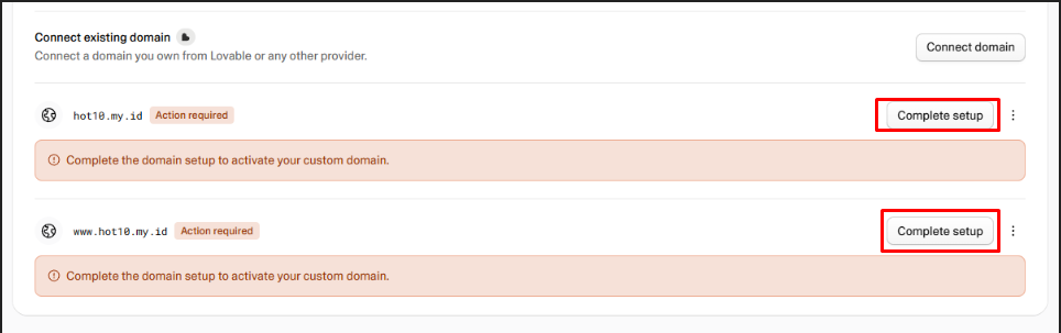 Custom Domain Lovable di IDwebhost