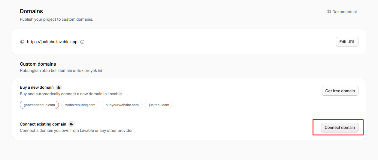Custom Domain Lovable di IDwebhost