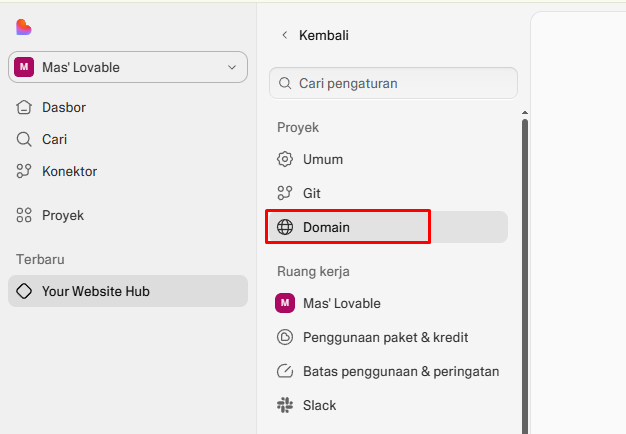 Custom Domain Lovable di IDwebhost