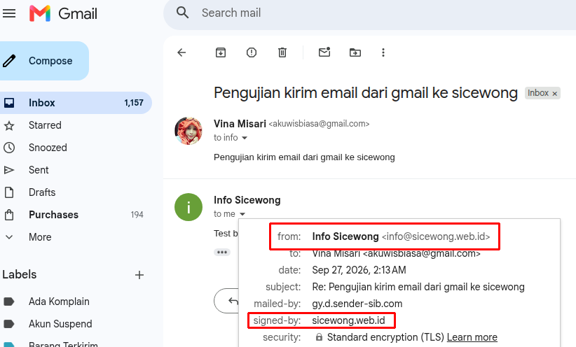cara setting Gmail sebagai email client SMTP Brevo